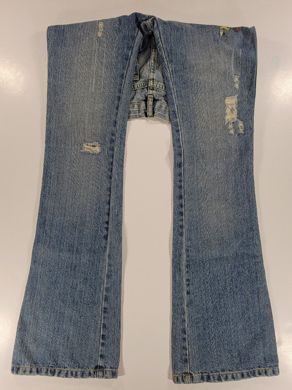 Vintage Y2K 90s Abercrombie & Fitch Flare Jeans 6 Womens Floral Embroidered NEW - Picture 8 of 16